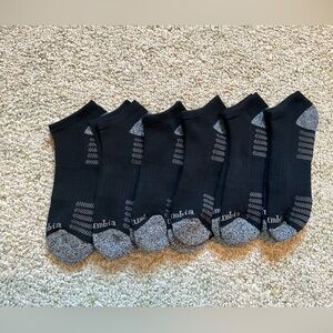 Columbia NWOT 6 pairs Black and Gray ankle socks M